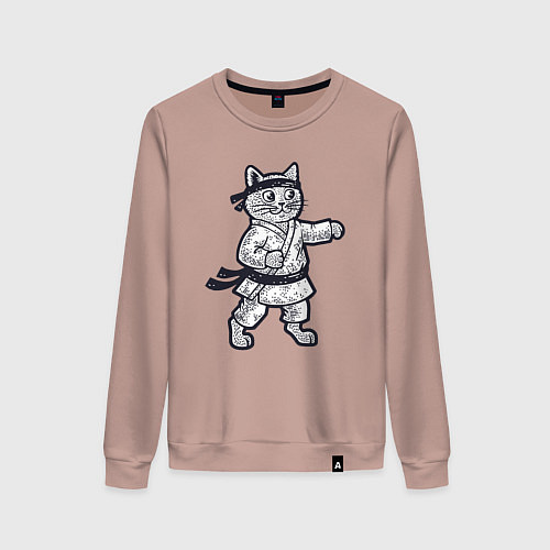 Женский свитшот Котик каратист / Пыльно-розовый – фото 1