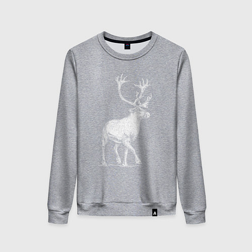 Женский свитшот Северный олень белый спереди / Меланж – фото 1