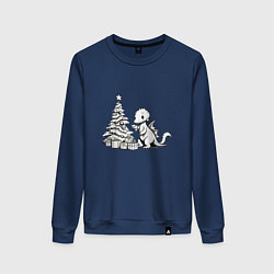 Женский свитшот Дракон наряжает ёлку