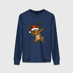 Свитшот хлопковый женский Dabbing deer, цвет: тёмно-синий