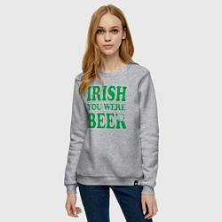 Свитшот хлопковый женский Irish you were beer, цвет: меланж — фото 2