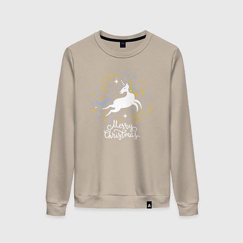 Женский свитшот Unicorn christmas / Миндальный – фото 1