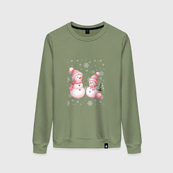 Женский свитшот Два снеговика на снегу