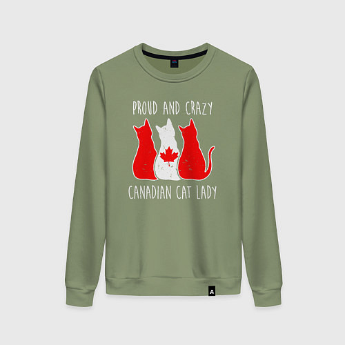 Женский свитшот Гордый и сумасшедший канадский кошатник / Авокадо – фото 1