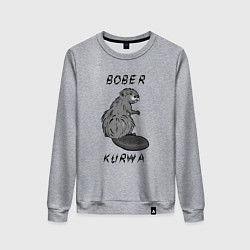 Свитшот хлопковый женский Art Bobr kurwa, цвет: меланж