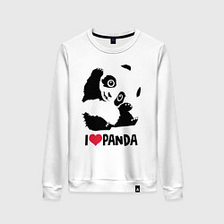 Свитшот хлопковый женский I love panda, цвет: белый