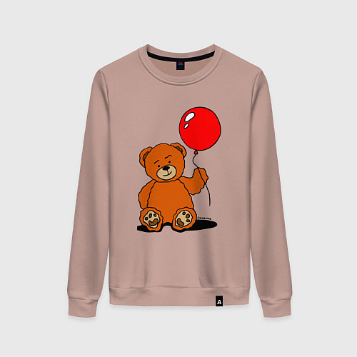 Женский свитшот Плюшевый медведь с воздушным шариком / Пыльно-розовый – фото 1