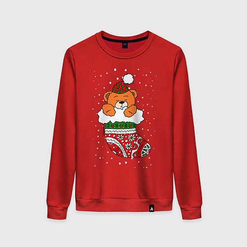 Женский свитшот Игрушечный мишка в носке / Красный – фото 1