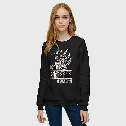 Женский свитшот Велес - держись своих корней / Черный – фото 3