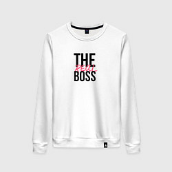 Свитшот хлопковый женский The real boss, цвет: белый