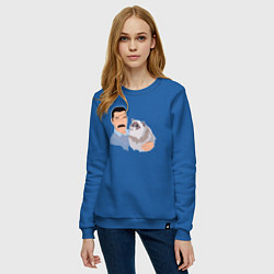 Свитшот хлопковый женский Фредди с котиком, цвет: синий — фото 2