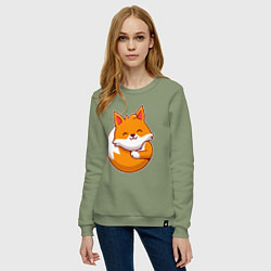 Свитшот хлопковый женский Orange fox, цвет: авокадо — фото 2
