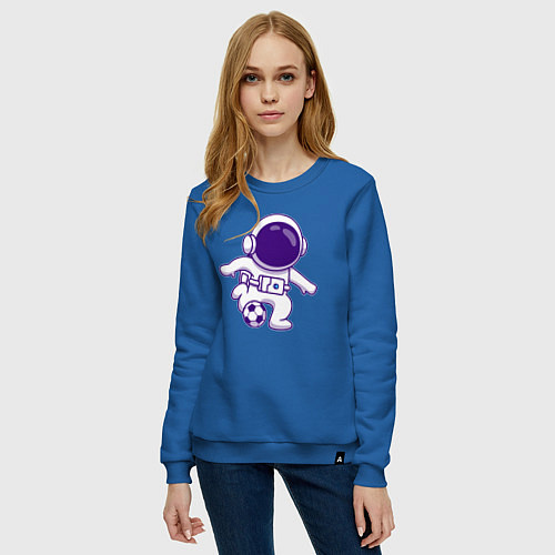 Женский свитшот Космонавт футболист / Синий – фото 3