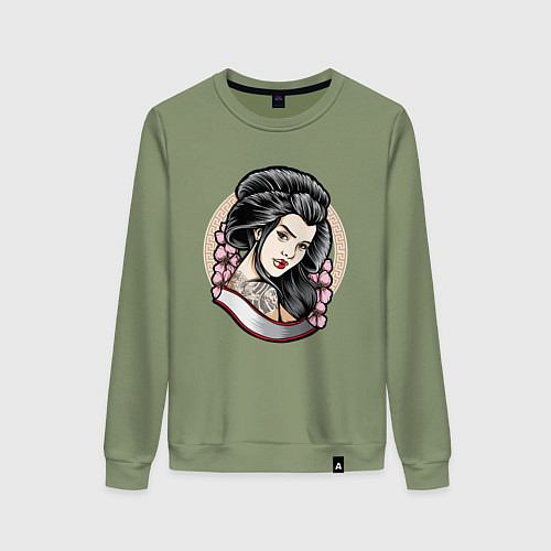 Женский свитшот Девушка с татуировкой дракона / Авокадо – фото 1