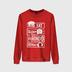 Женский свитшот Еда сон тхэквондо