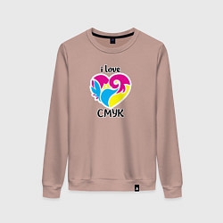 Свитшот хлопковый женский I love cmyk, цвет: пыльно-розовый