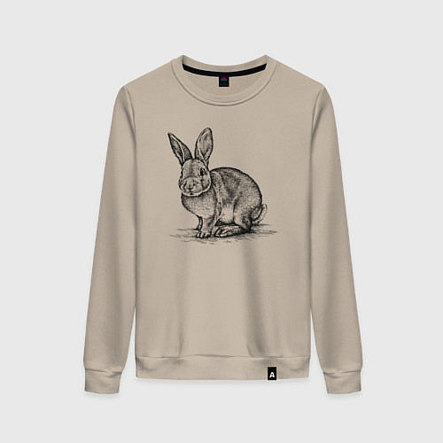 Женский свитшот Заяц сбоку / Миндальный – фото 1