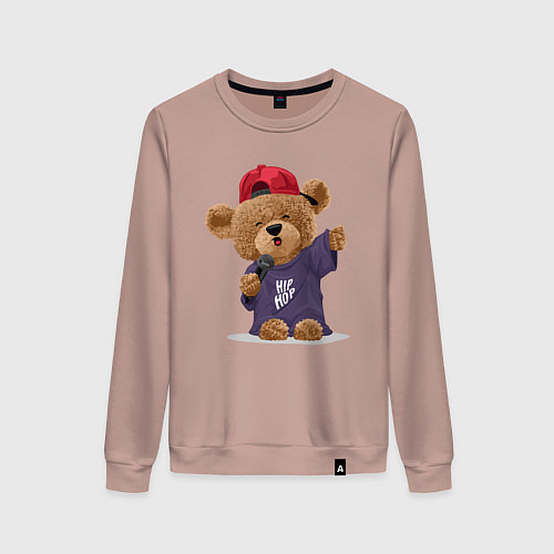Женский свитшот Плюшевый медвежонок рэпер / Пыльно-розовый – фото 1
