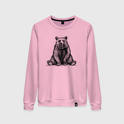 Свитшот хлопковый женский Медведь веселый, цвет: светло-розовый