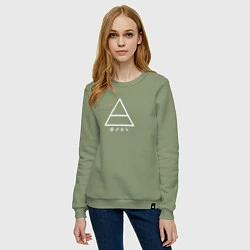 Свитшот хлопковый женский 30 Seconds to mars логотип треугольник, цвет: авокадо — фото 2