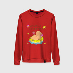 Женский свитшот Мем капибара и пончик: делаю вид