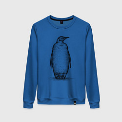 Свитшот хлопковый женский Пингвин стоит, цвет: синий