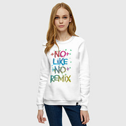 Свитшот хлопковый женский No like no remix, цвет: белый — фото 2