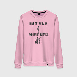 Свитшот хлопковый женский Люблю одну девушку и много гитар, цвет: светло-розовый