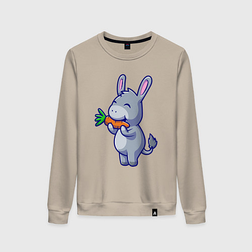 Женский свитшот Ослик ест морковку / Миндальный – фото 1