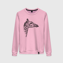 Свитшот хлопковый женский Жираф в профиль, цвет: светло-розовый