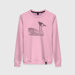 Свитшот хлопковый женский Утка в шапке, цвет: светло-розовый