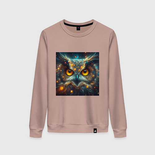 Женский свитшот Голова космической совы / Пыльно-розовый – фото 1