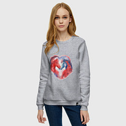 Свитшот хлопковый женский Влюбленные лошади акварель, цвет: меланж — фото 2