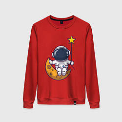 Свитшот хлопковый женский Звёздный космонавт, цвет: красный