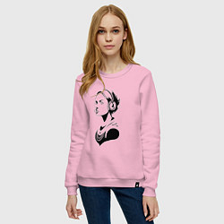 Свитшот хлопковый женский Девушка с музыкой, цвет: светло-розовый — фото 2