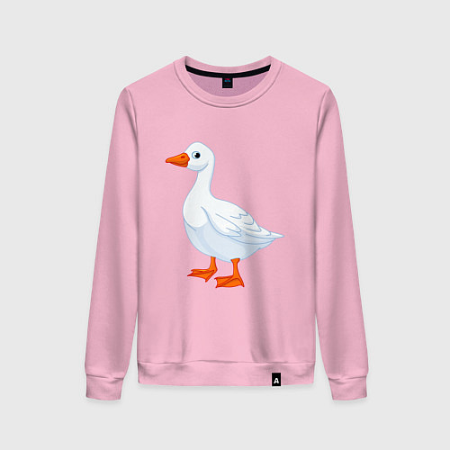 Женский свитшот Гусь белый нарисованный / Светло-розовый – фото 1