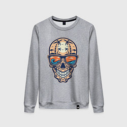 Свитшот хлопковый женский Summer skull, цвет: меланж