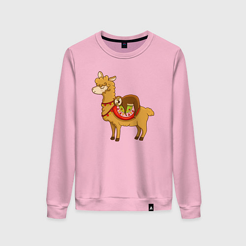 Женский свитшот Лама и ленивец / Светло-розовый – фото 1