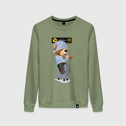 Женский свитшот Плюшевый медведь на чемодане