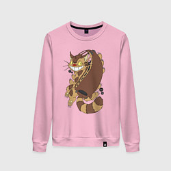 Свитшот хлопковый женский Котобус - catbus, цвет: светло-розовый