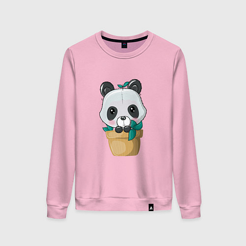 Женский свитшот Милая панда в цветочном горшке / Светло-розовый – фото 1