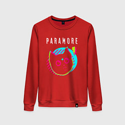 Свитшот хлопковый женский Paramore rock star cat, цвет: красный