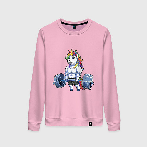 Женский свитшот Тяж единорог / Светло-розовый – фото 1