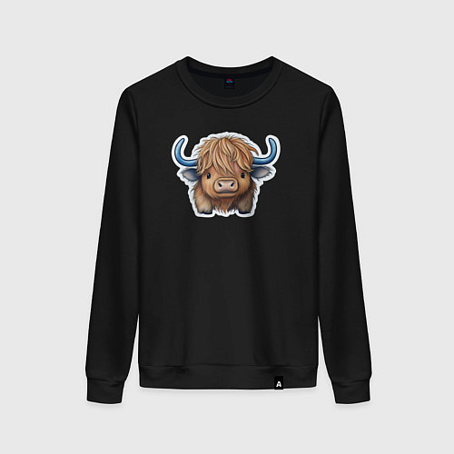 Женский свитшот Шотландский волосатый бык / Черный – фото 1