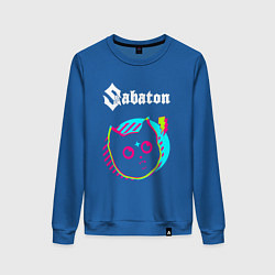 Свитшот хлопковый женский Sabaton rock star cat, цвет: синий