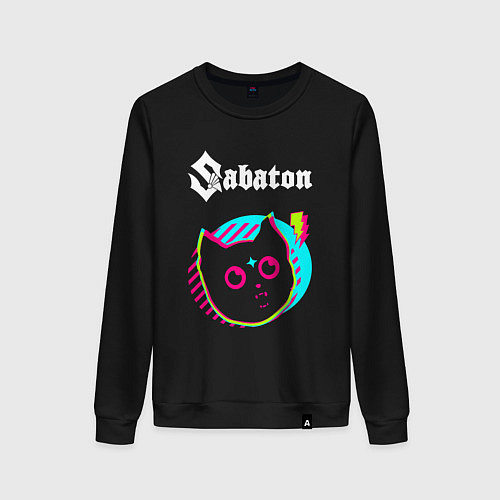 Женский свитшот Sabaton rock star cat / Черный – фото 1