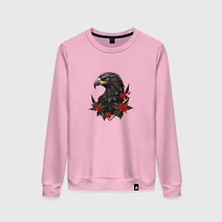 Свитшот хлопковый женский Орел и пуансеттия, цвет: светло-розовый