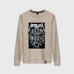 Свитшот хлопковый женский Metallica - skulls, цвет: миндальный