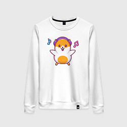 Свитшот хлопковый женский Музыкальный хомяк, цвет: белый
