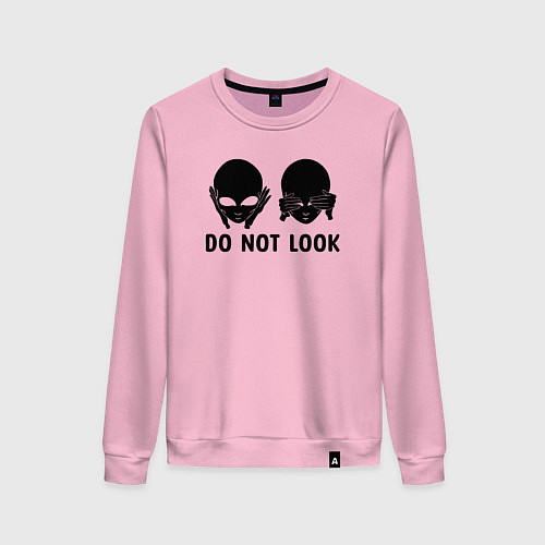 Женский свитшот Черный пришелец - do not look / Светло-розовый – фото 1